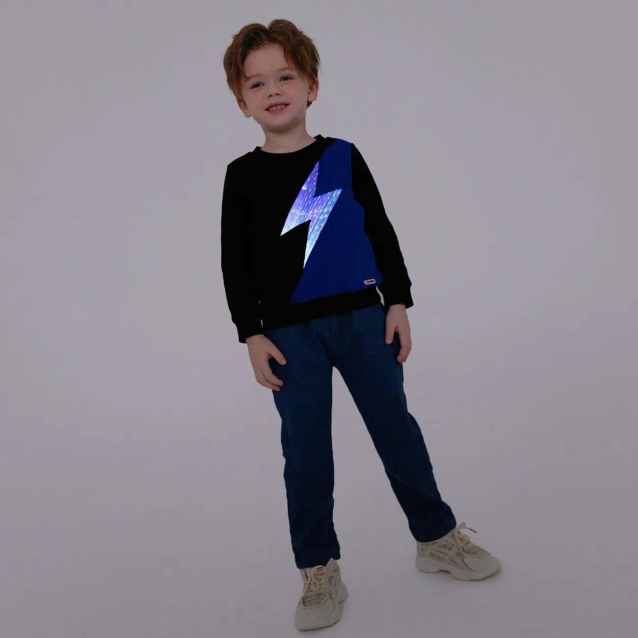 Go-Glow Illuminating Sweatshirt with Light Up Color Blocking Lightning Pattern Including Controller (Built-In Battery) ColorBlock big image 1