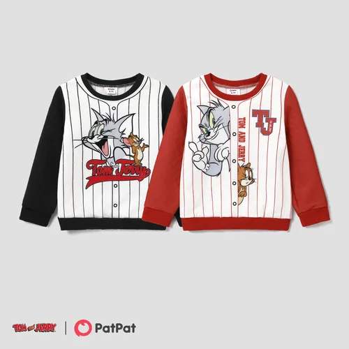 Tom and Jerry Kid Boy Contrast Textured Long-sleeve Crew Neck Sweatshirt