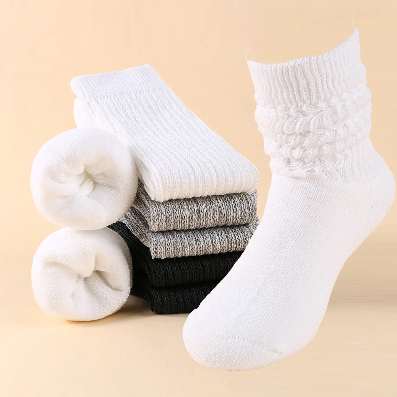 6-pack Kids Classic Solid Color Versatile Pile Socks