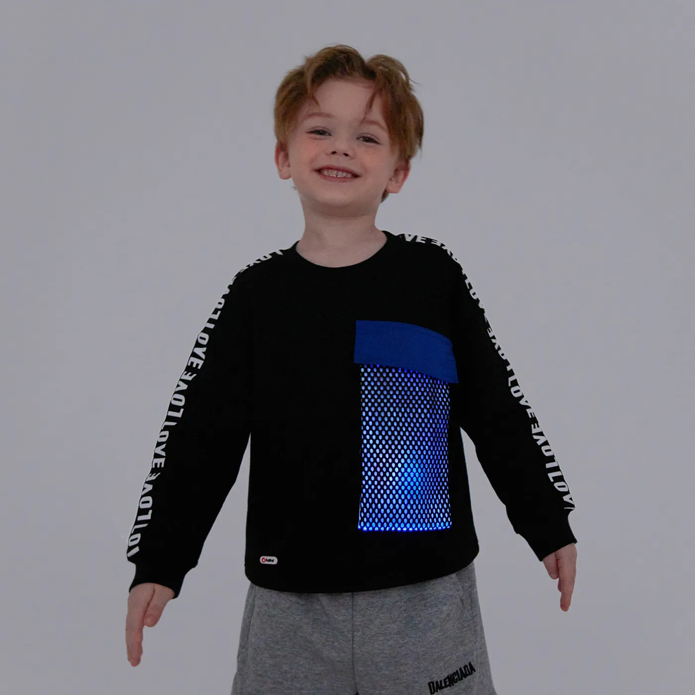 Go-Glow Illuminating Sweatshirt with Light Up Removable Pocket Including Controller (Built-In Battery) Black image 3