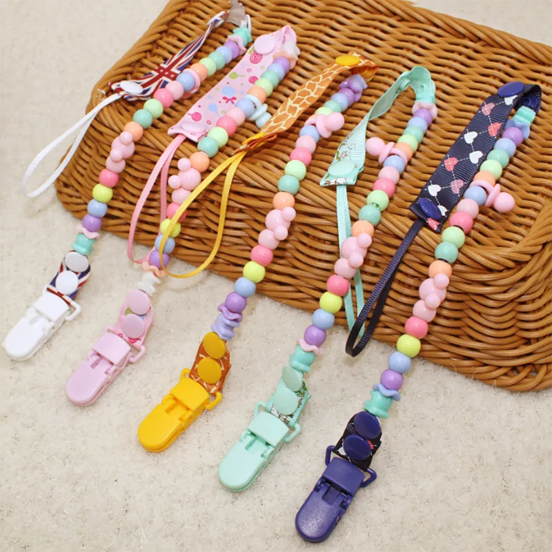 Pacifier Clip with Beaded Strap - Random Color Anti-Drop Design for Babies  image 2