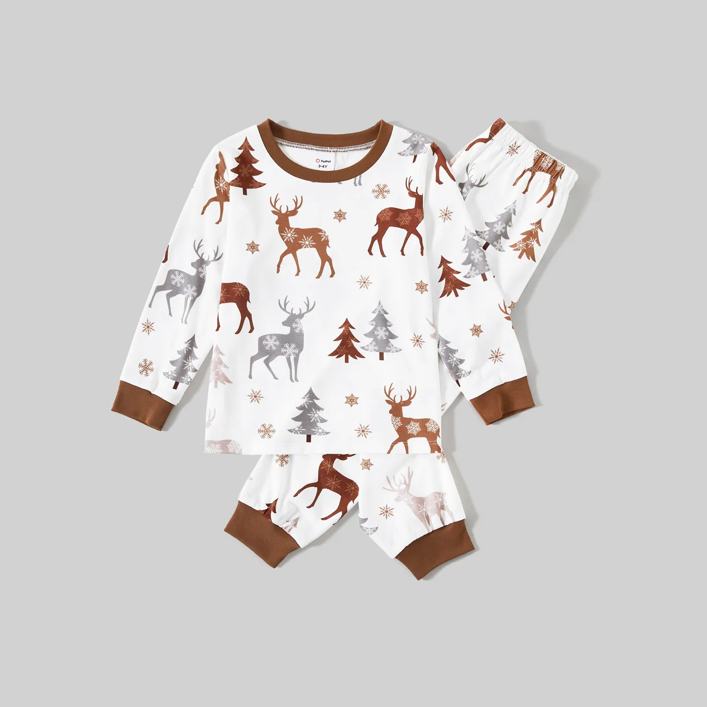 Christmas Family Matching Reindeer&Trees Print Long-sleeve Naia Pajamas Sets(Flame resistant)   image 6