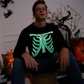 Go-Glow Halloween Illuminating Adult Sweatshirt with Light Up Skeleton Pattern for Men Including Controller (Built-In Battery) Black image 4