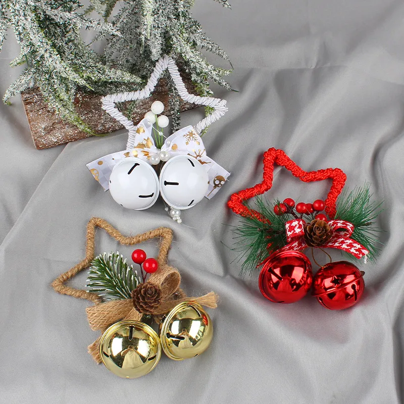 Décoration d’arbre de Noël bricolage avec des accessoires de cloche étoile à cinq branches Rouge big image 1