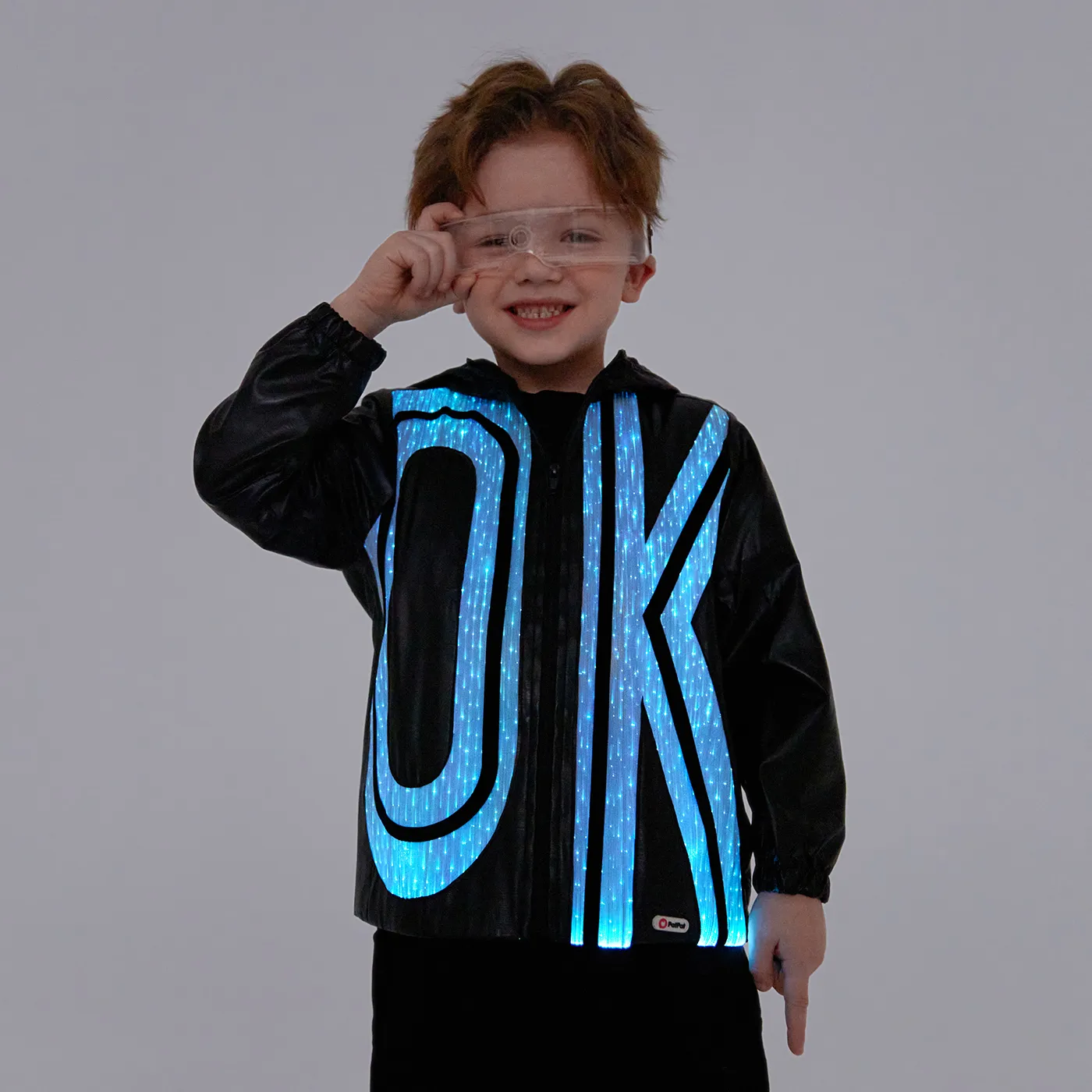 Go-Glow Illuminating Jacket with Light Up OK Pattern Including Controller (Built-In Battery) BlackandWhite image 1