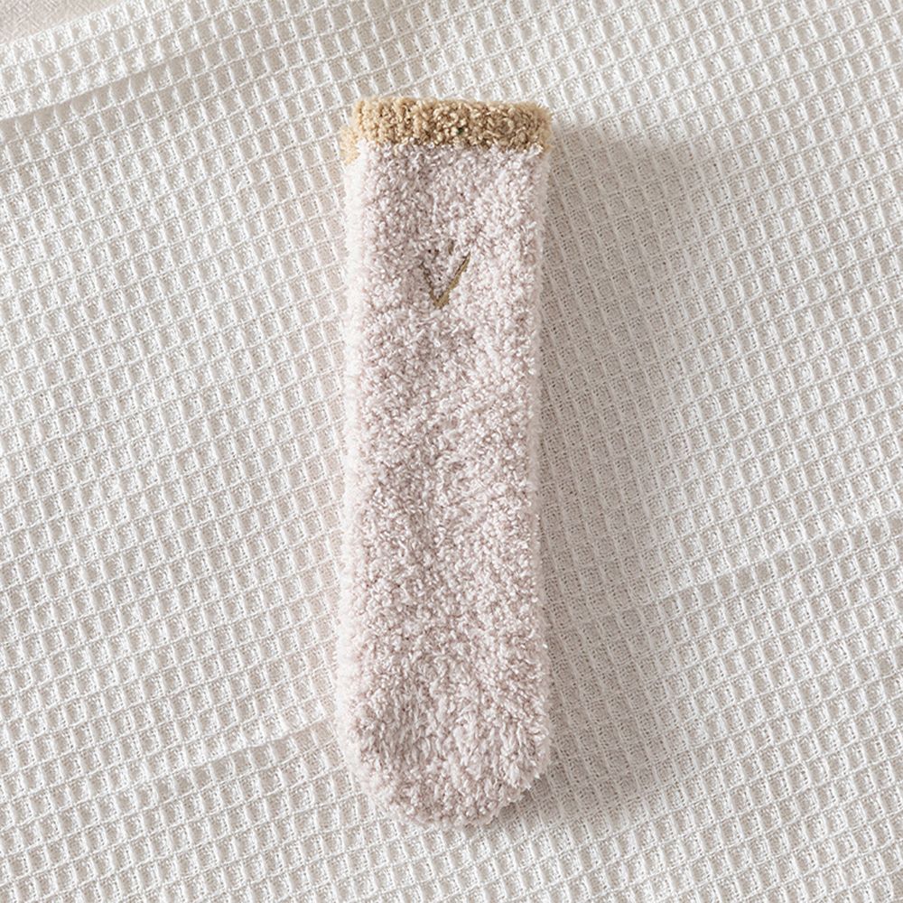 Winter Warm Solid Coral Fleece Socks For Parents And Kids