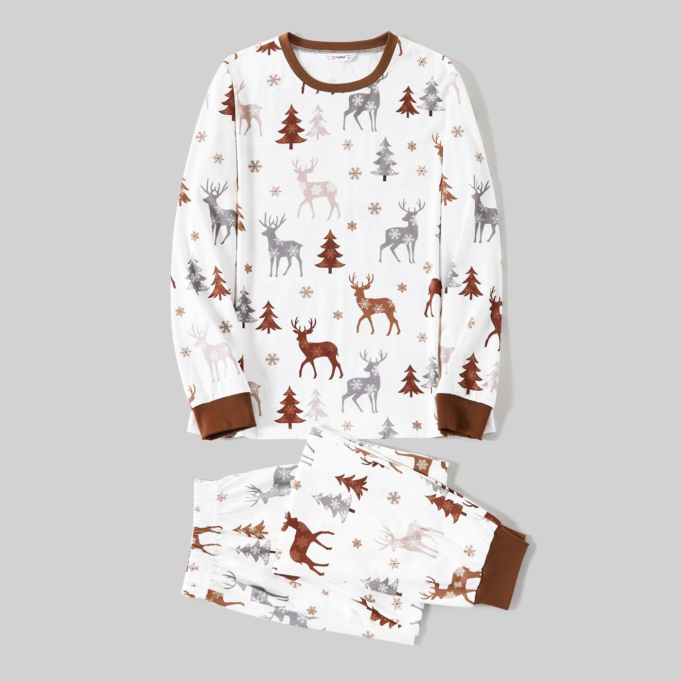 Christmas Family Matching Reindeer&Trees Print Long-sleeve Naia Pajamas Sets(Flame resistant)