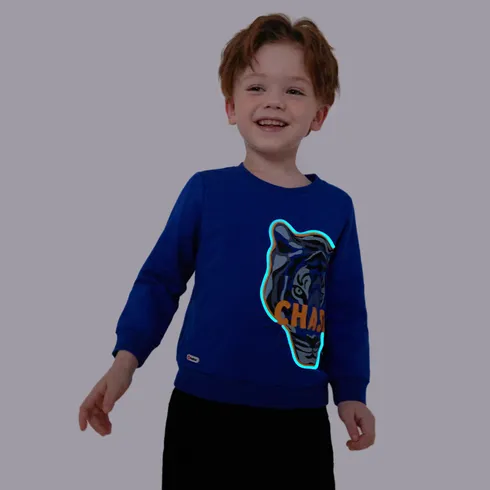Go-Glow Illuminating Sweatshirt with Light Up Tiger Pattern Including Controller (Built-In Battery) Blue big image 3