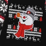 Frosty The Snowman Family Matching Christmas Graphic Print Top and Allover Print Pants Pajamas Sets(Flame Resistant) Black image 3