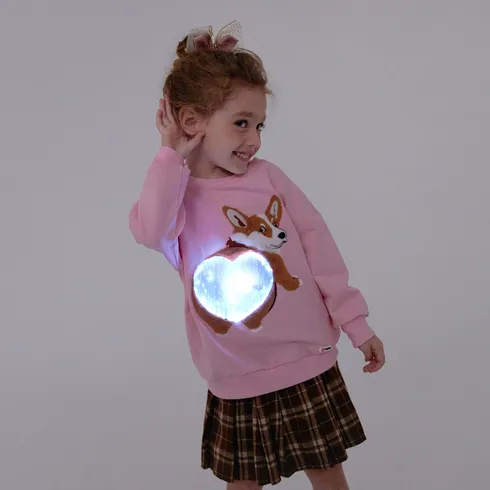 Go-Glow Illuminating Sweatshirt with Light Up Corgi Including Controller (Built-In Battery) Pink big image 3