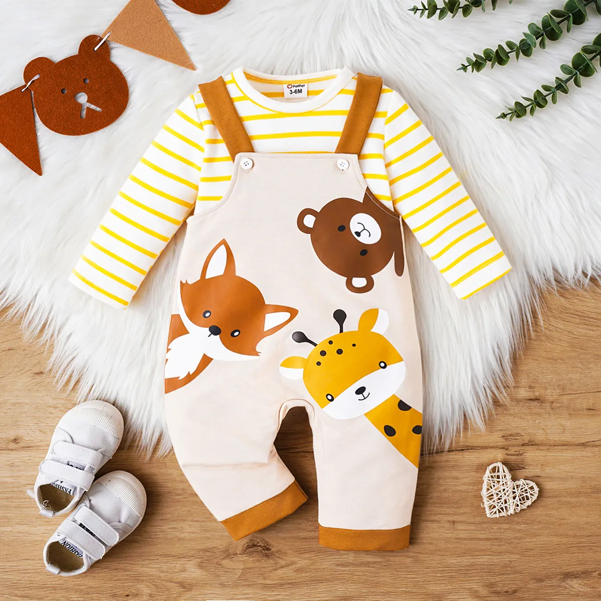 2pcs Baby Girl/Boy Animal Pattern Long Sleeve Set