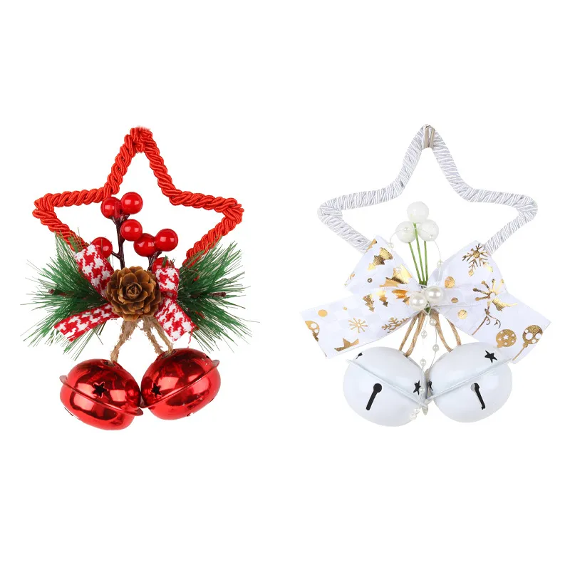 Decoración de árbol de Navidad de bricolaje con accesorios de campana de estrella de cinco puntas Blanco big image 1
