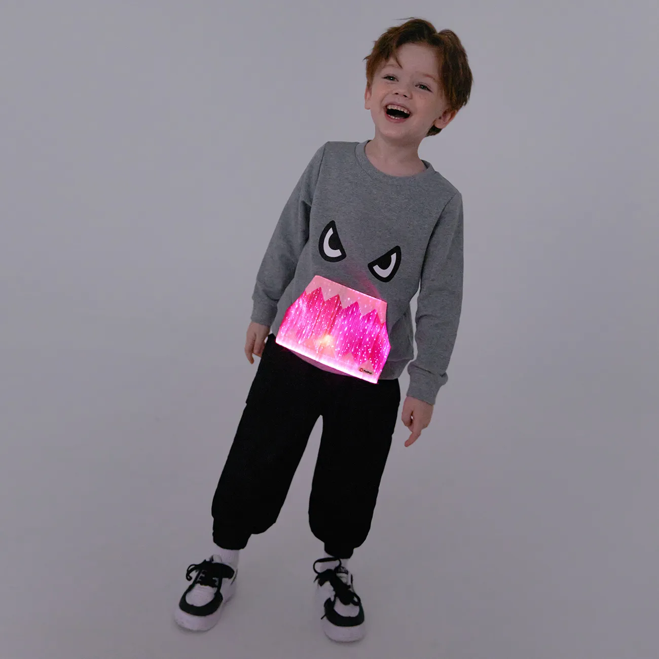 Go-Glow Illuminating Sweatshirt with Light Up Monster Mouth Including Controller (Built-In Battery) Grey big image 1