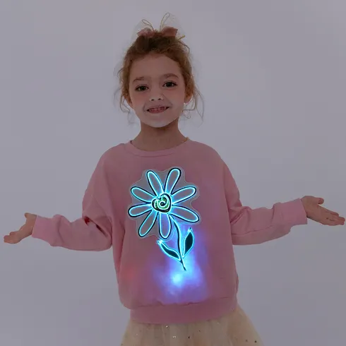 Go-Glow Illuminating Sweatshirt with Light Up Flower Pattern Including Controller (Built-In Battery) Pink big image 6