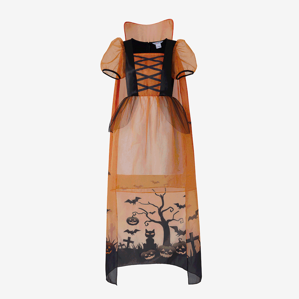 Go-Glow Halloween Limited Edition Illuminating Adult Dress with Light Up Skirt with Halloween Print Cape Including Controller (Built-In Battery) big image 3
