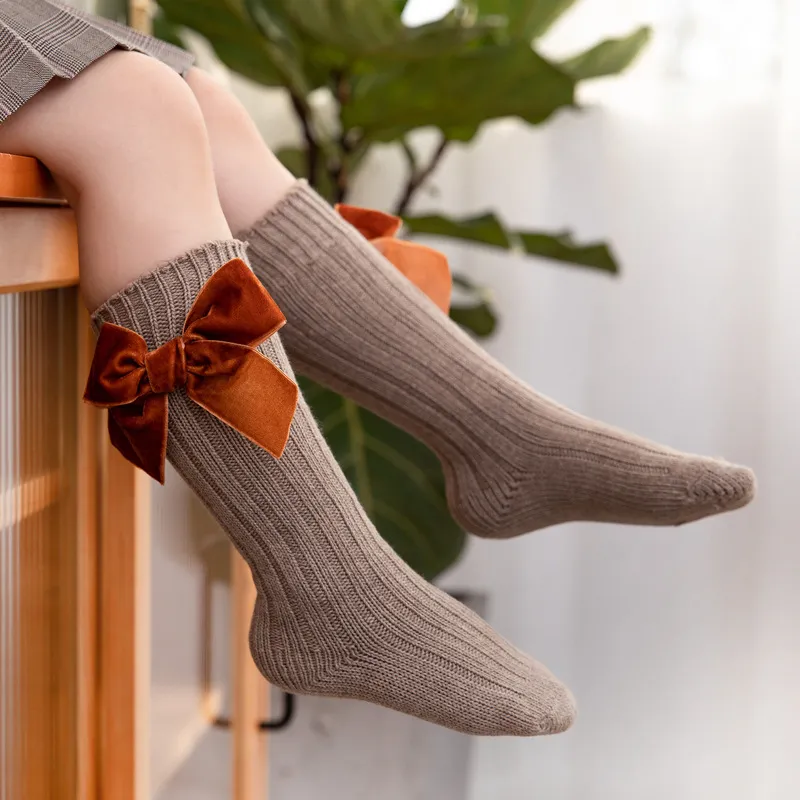 Baby/toddler Velvet bow stockings for Girl