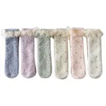 Coral velvet thickened warm home lace princess socks for Mommy and Me  image 2