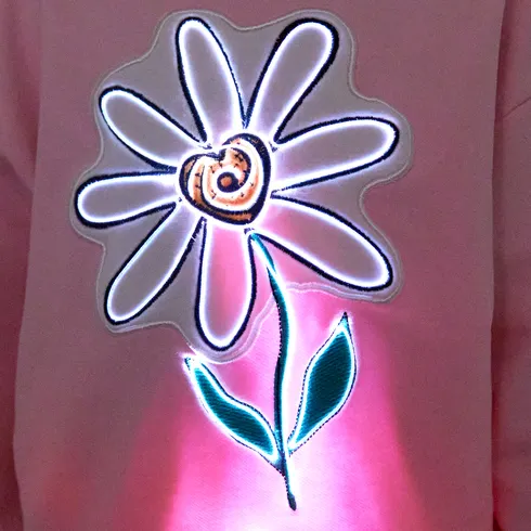 Go-Glow Illuminating Sweatshirt with Light Up Flower Pattern Including Controller (Built-In Battery) Pink big image 8