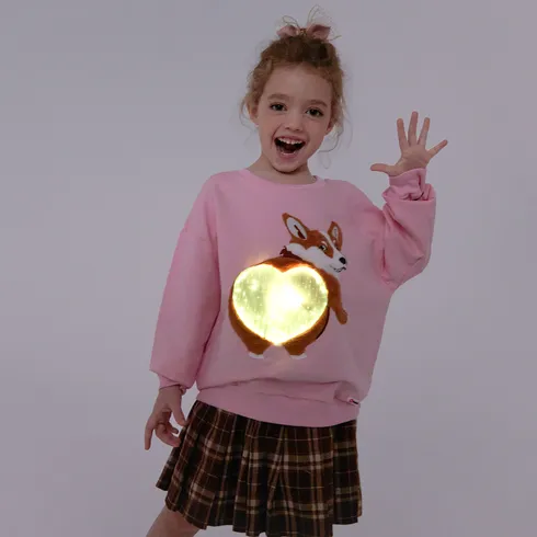 Go-Glow Illuminating Sweatshirt with Light Up Corgi Including Controller (Built-In Battery) Pink big image 2