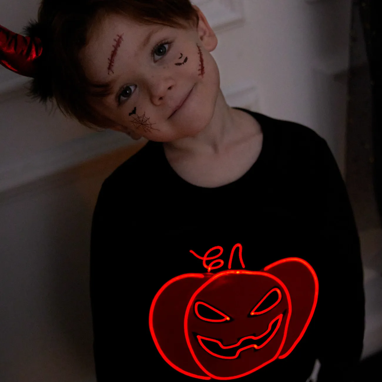 Kinder Jungen Halloween-Muster Pullover Sweatshirts schwarz big image 1