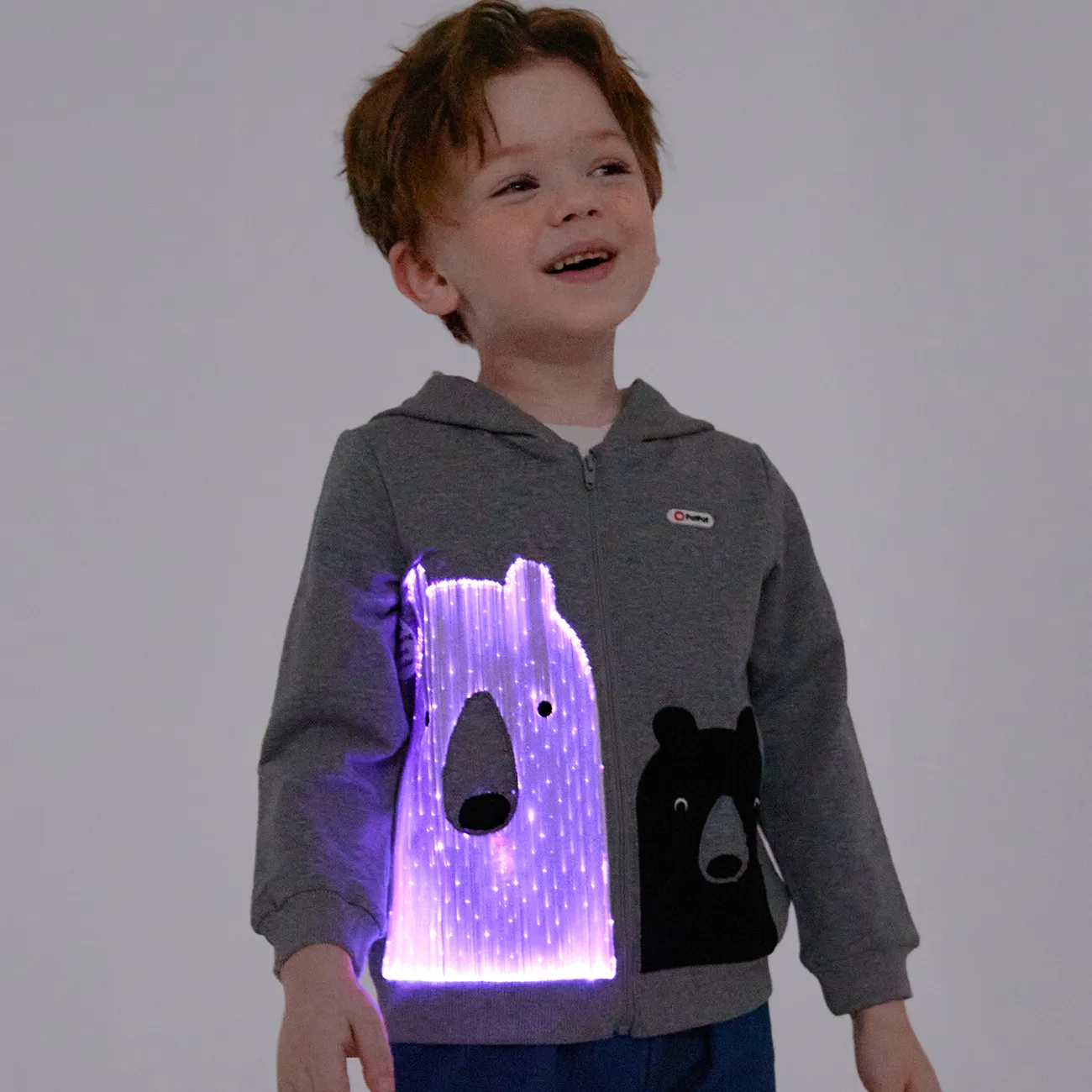Go-Glow Illuminating Jacket with Light Up White Bear Including Controller (Built-In Battery) Grey big image 1