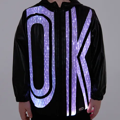 Go-Glow Illuminating Jacket with Light Up OK Pattern Including Controller (Built-In Battery) BlackandWhite big image 7