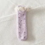 Coral velvet thickened warm home lace princess socks for Mommy and Me Purple