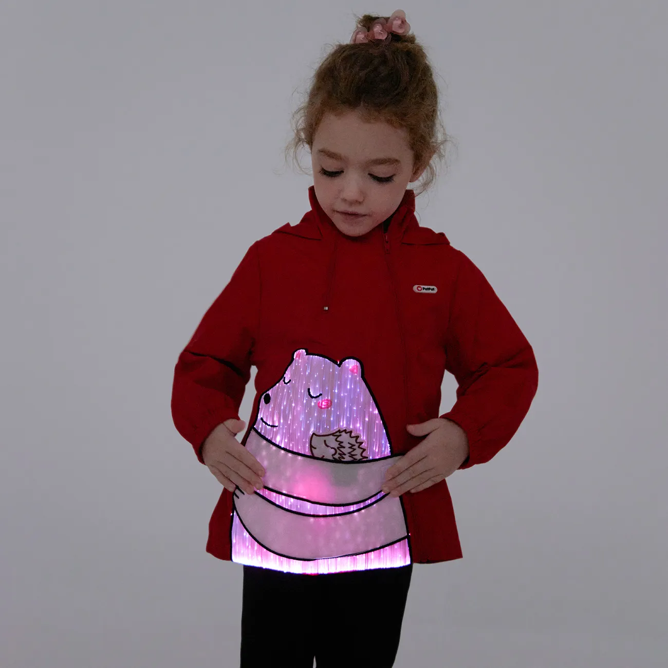 Go-Glow Illuminating Jacket with Light Up Hug Bear Including Controller (Built-In Battery) REDWHITE big image 1