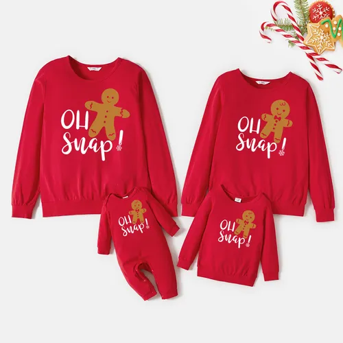 Christmas Family Matching Cotton Biscuit Print Long Sleeve Tops