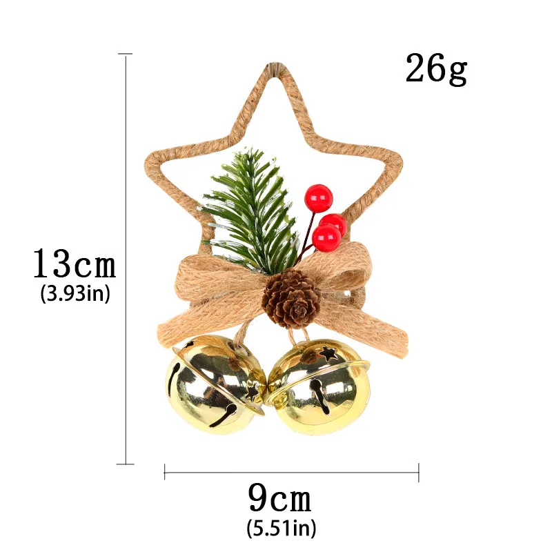 DIY Christmas Tree Decoration with Five-Pointed Star Bell Accessories Gold big image 1