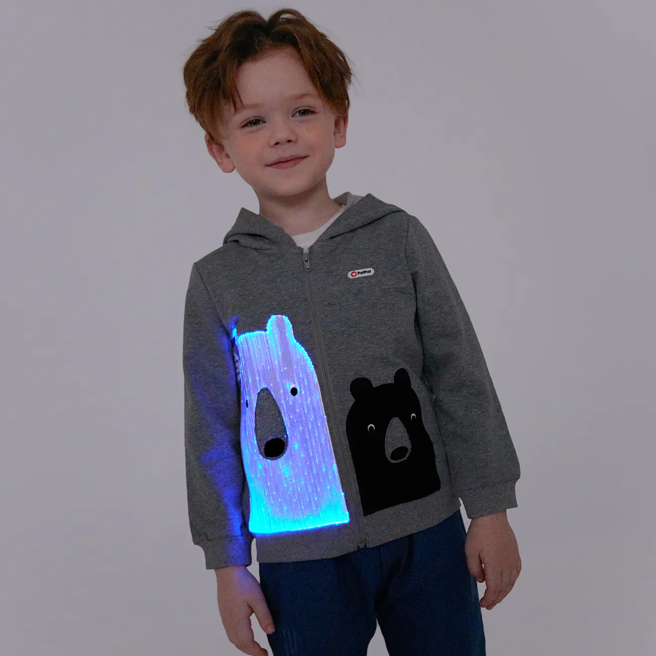 Go-Glow Illuminating Jacket with Light Up White Bear Including Controller (Built-In Battery) Grey big image 1