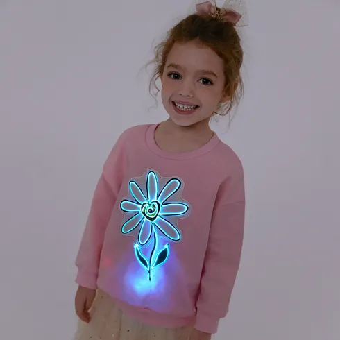 Go-Glow Illuminating Sweatshirt with Light Up Flower Pattern Including Controller (Built-In Battery) Pink big image 4