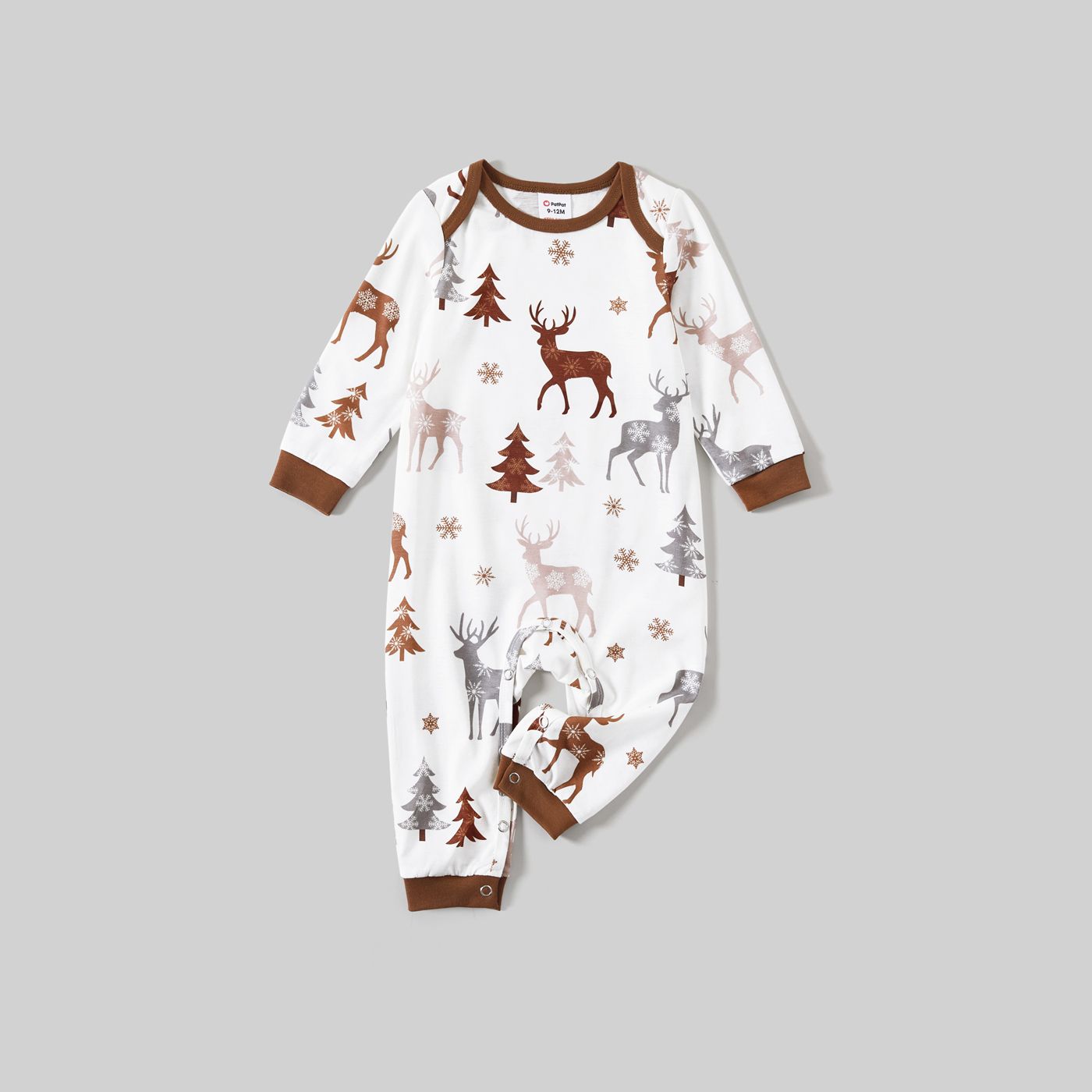 Christmas Family Matching Reindeer&Trees Print Long-sleeve Naia Pajamas Sets(Flame Resistant)