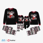 Frosty The Snowman Family Matching Christmas Graphic Print Top and Allover Print Pants Pajamas Sets(Flame Resistant) Black image 2