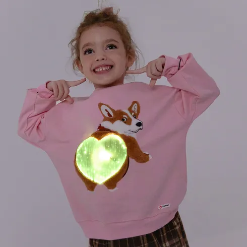 Go-Glow Illuminating Sweatshirt with Light Up Corgi Including Controller (Built-In Battery) Pink big image 4