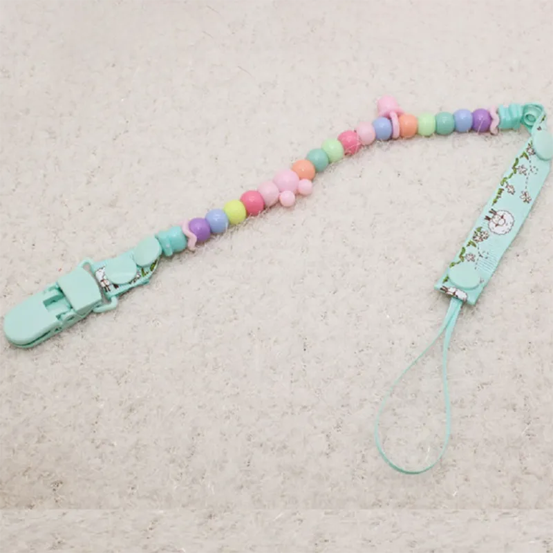 pacifier clip with beaded strap - random color anti-drop design for babies