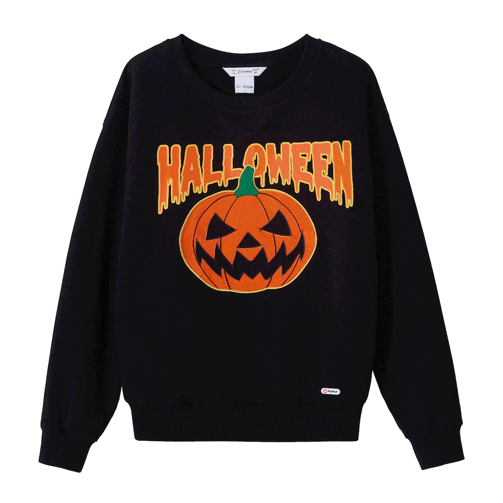 Go-Glow Halloween Illuminating Adult Sweatshirt with Light Up Pumpkin for Women Including Controller (Built-In Battery) big image 3
