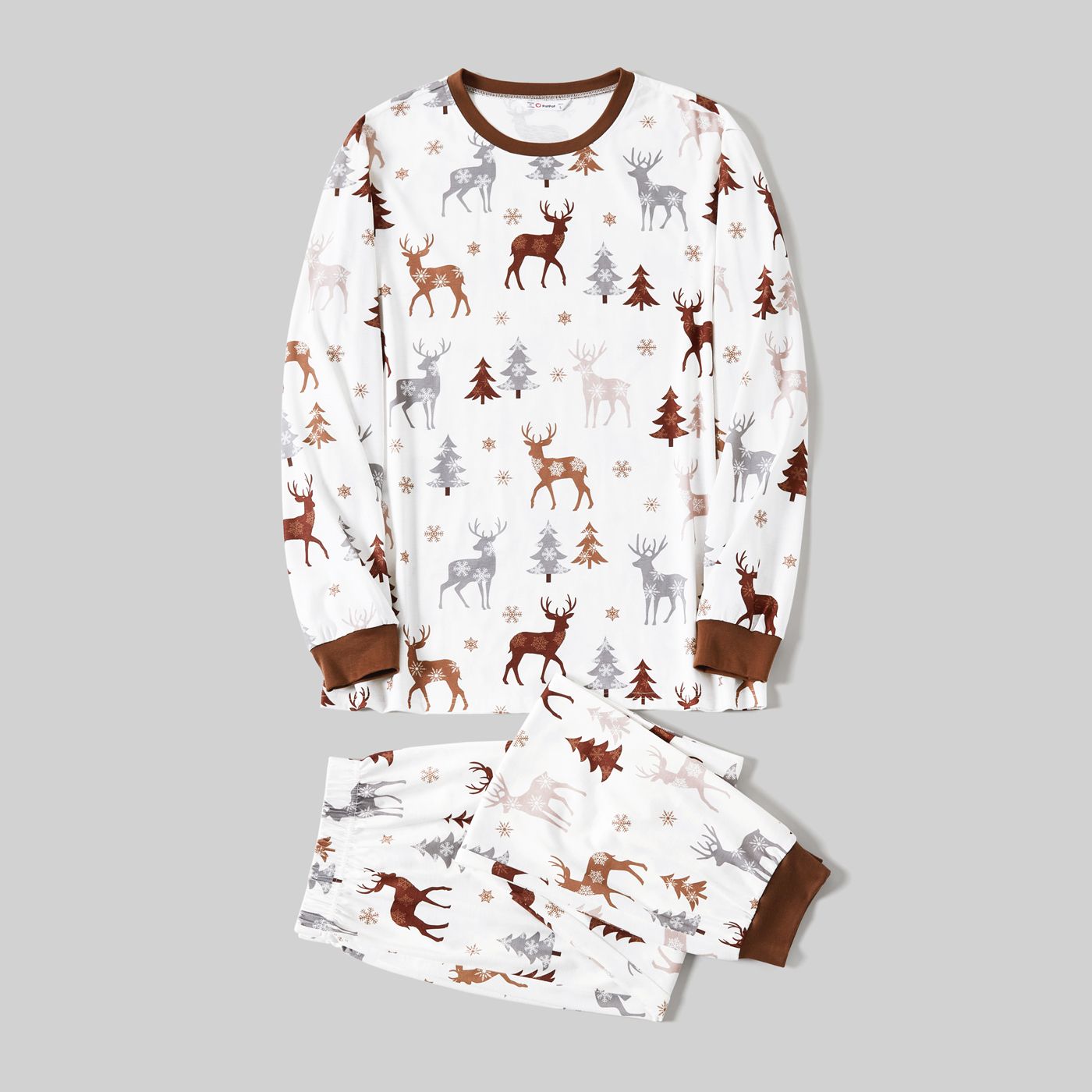 Christmas Family Matching Reindeer&Trees Print Long-sleeve Naia Pajamas Sets(Flame Resistant)