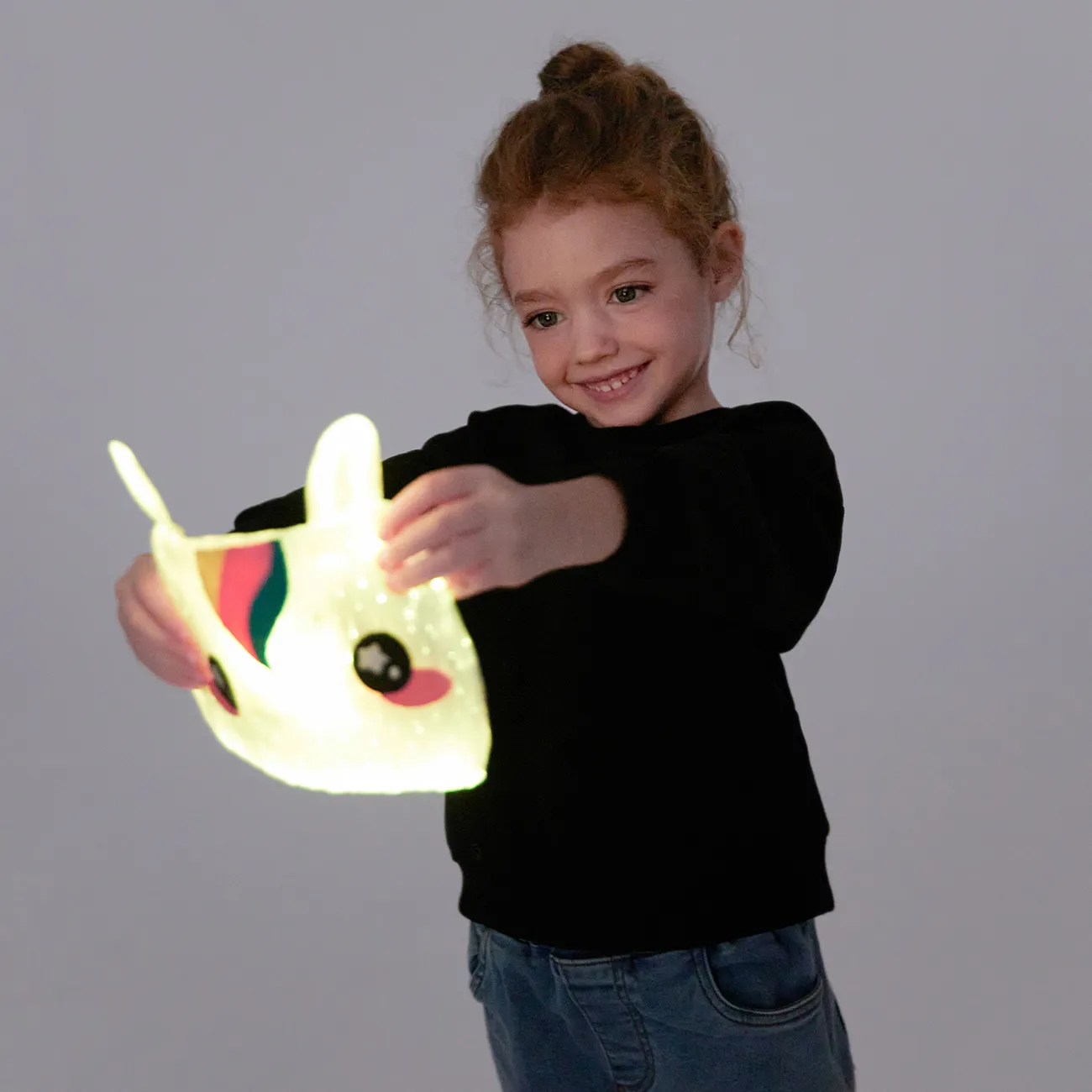 Go-Glow Illuminating Sweatshirt with Light Up Unicorn Including Controller (Built-In Battery) Black big image 1