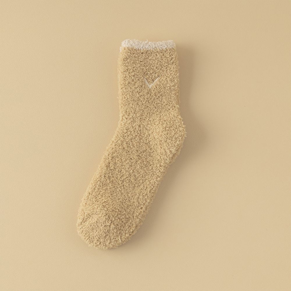 Winter Warm Solid Coral Fleece Socks For Parents And Kids