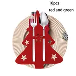 Set of 10 Christmas Cutlery Holders in Red and Green Felt  image 3
