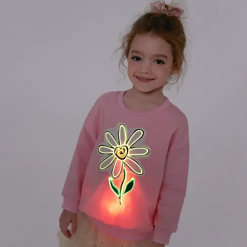 Go-Glow Illuminating Sweatshirt with Light Up Flower Pattern Including Controller (Built-In Battery) Pink big image 5