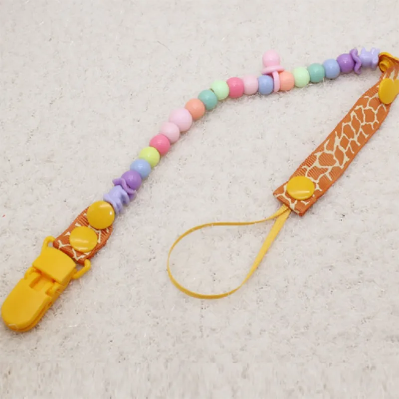 Pacifier Clip with Beaded Strap - Random Color Anti-Drop Design for Babies  big image 1