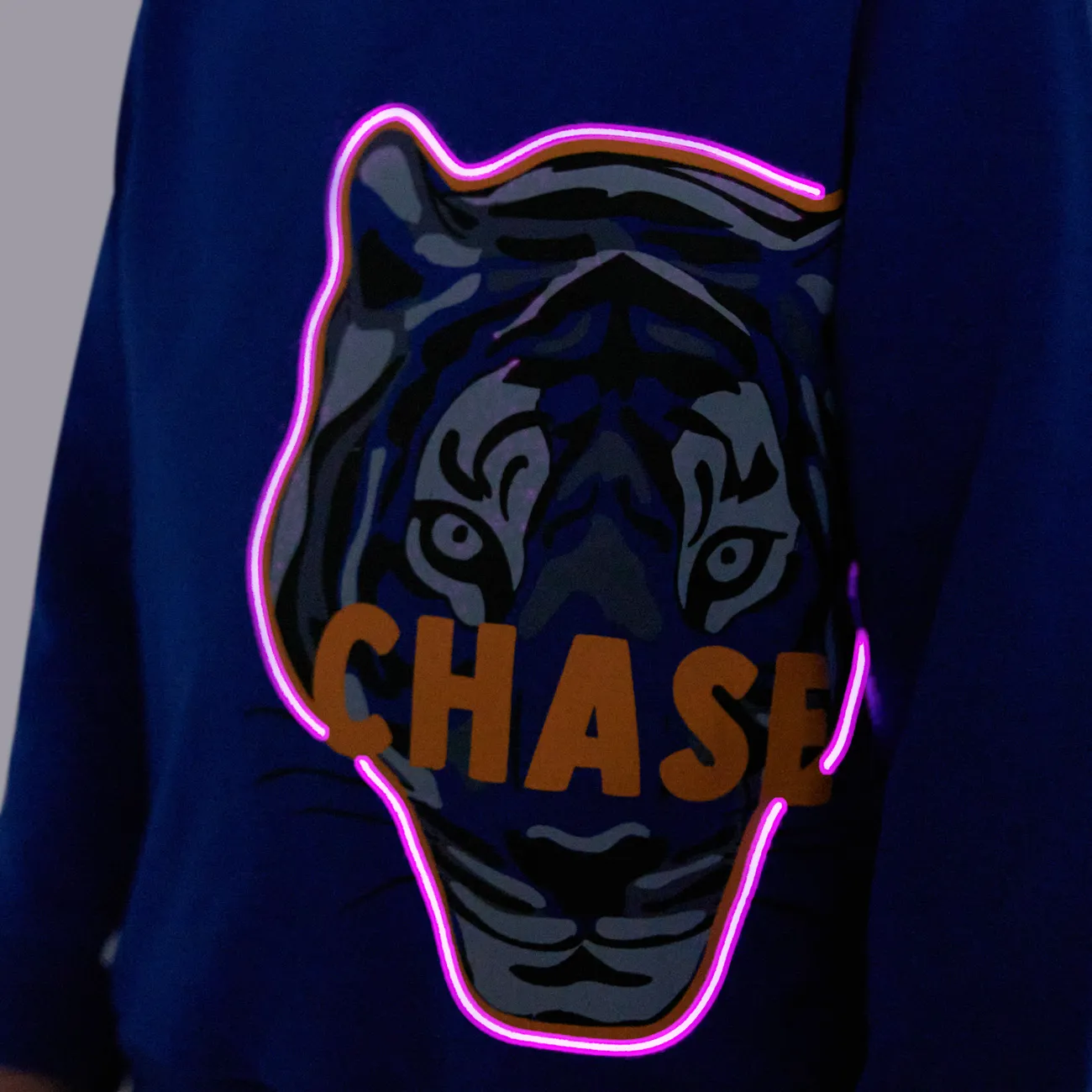 Go-Glow Illuminating Sweatshirt with Light Up Tiger Pattern Including Controller (Built-In Battery) Blue big image 1