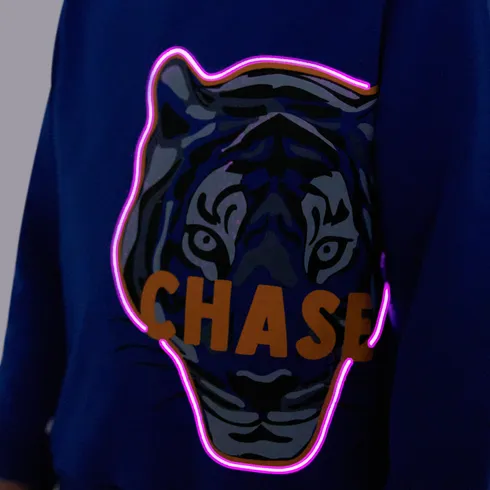 Go-Glow Illuminating Sweatshirt with Light Up Tiger Pattern Including Controller (Built-In Battery) Blue big image 7
