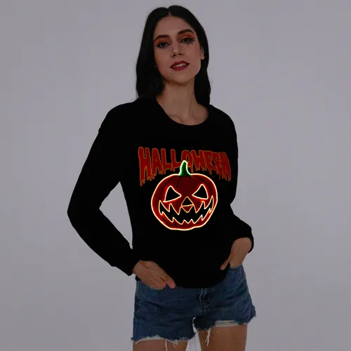 Go-Glow Halloween Illuminating Adult Sweatshirt with Light Up Pumpkin for Women Including Controller (Built-In Battery)