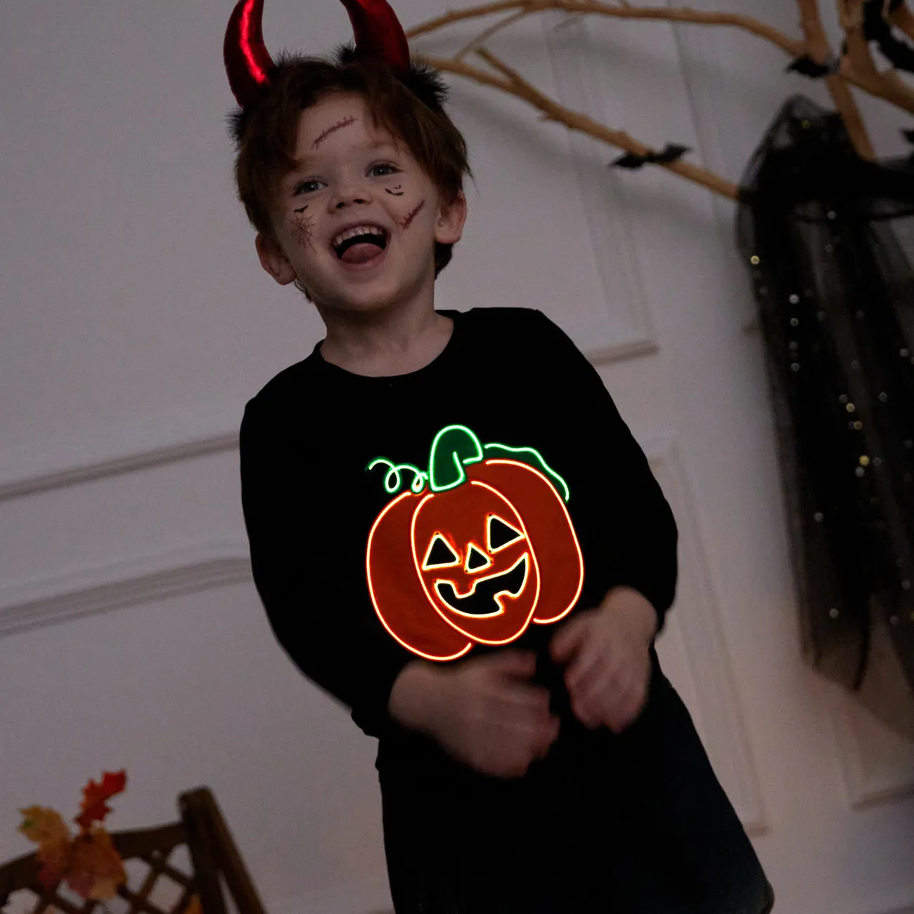 Halloween Enfant en bas âge Garçon Décontracté Sweat-shirt Noir big image 1