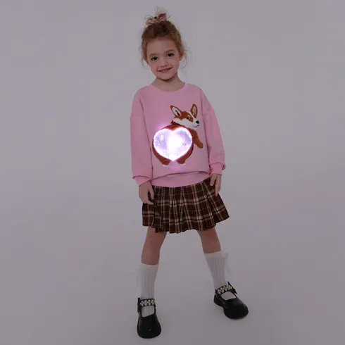 Go-Glow Illuminating Sweatshirt with Light Up Corgi Including Controller (Built-In Battery) Pink big image 1
