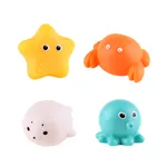 4Pcs Light up Bath Toys Bulk Floating Rubber Ocean Sea Animal Toys Set Color-B