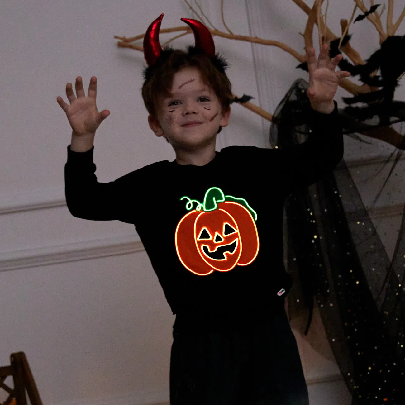 Halloween Enfant en bas âge Garçon Décontracté Sweat-shirt Noir big image 1